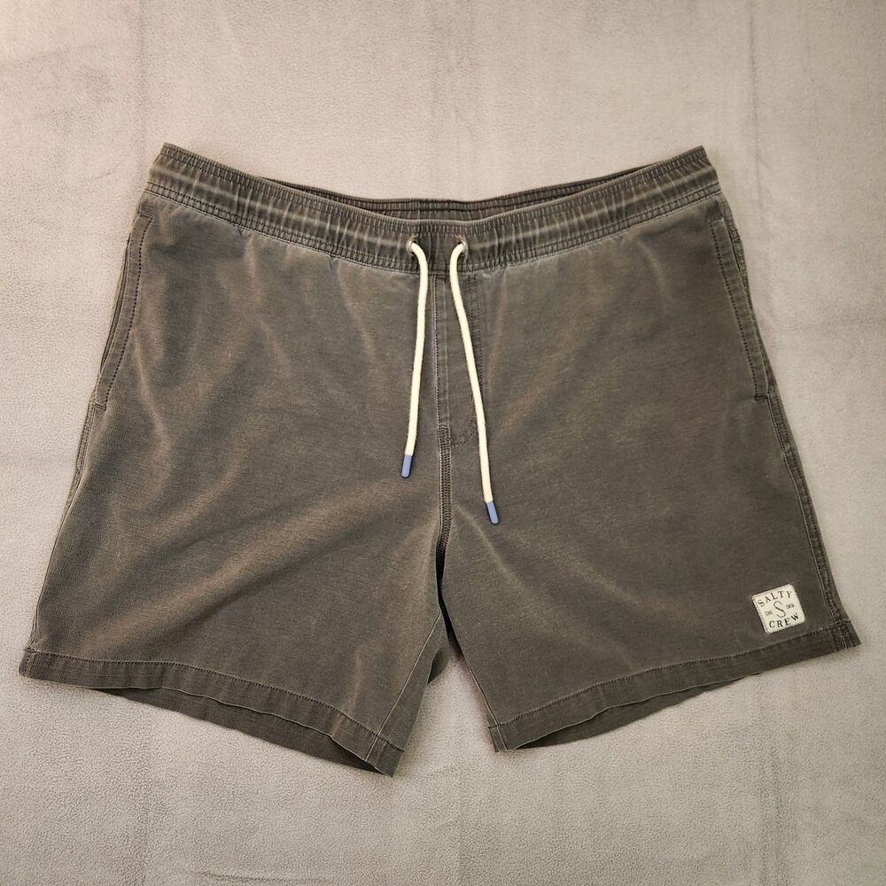 Salty Crew Shorts Men's XL Gray‎ Drawstring Elastic Hybrid Casual Chino 7" Beach